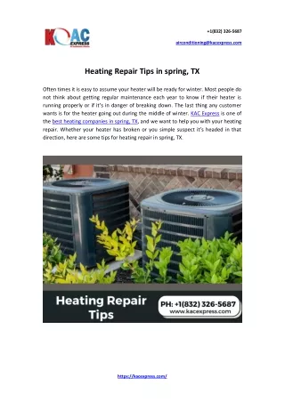 Heating Repair Tips in Spring, TX – KAC Express