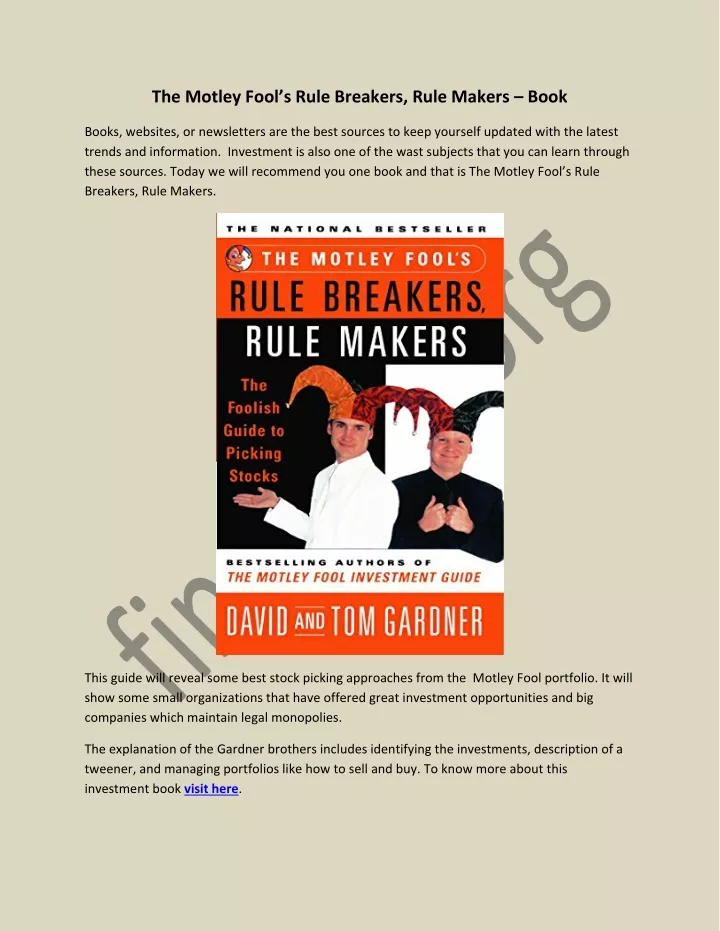 the motley fool s rule breakers rule makers book