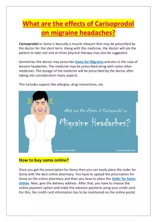 what are the effects of carisoprodol on migraine