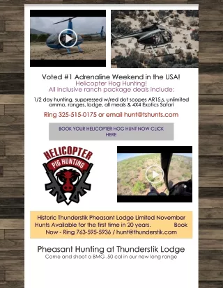 Voted #1 Adrenaline Weekend in the USA | Helicopter Hog Hunting