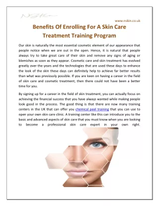 Benefits Of Enrolling For A Skin Care Treatment Training Program
