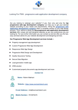 looking for pwa progressive web application