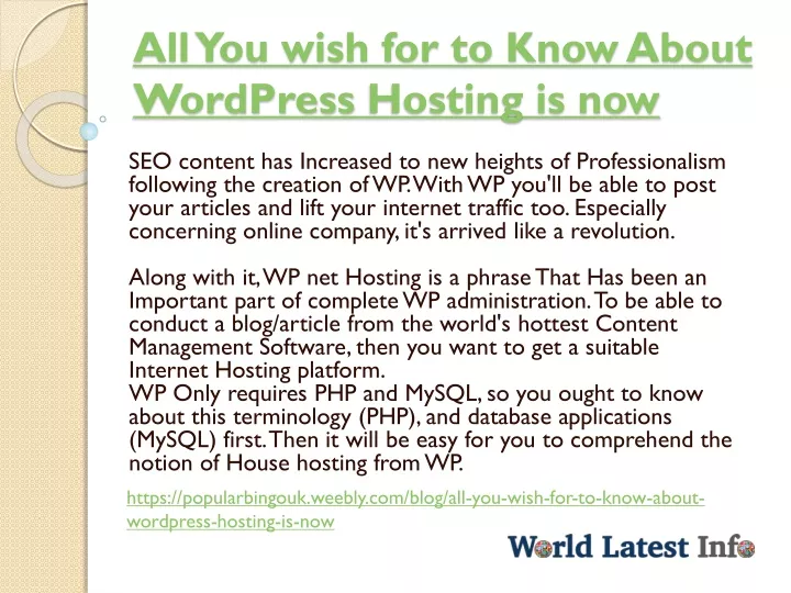 all you wish for to know about wordpress hosting is now