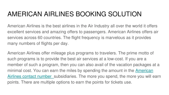american airlines booking solution