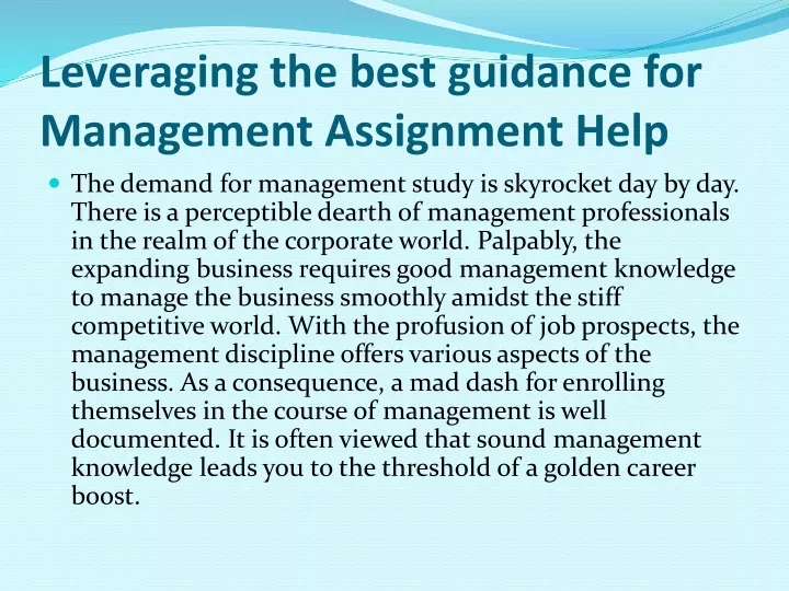 leveraging the best guidance for management assignment help
