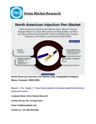 North American Injection Pen Market Size, Competitive Analysis, Share, Forecast- 2020-2026
