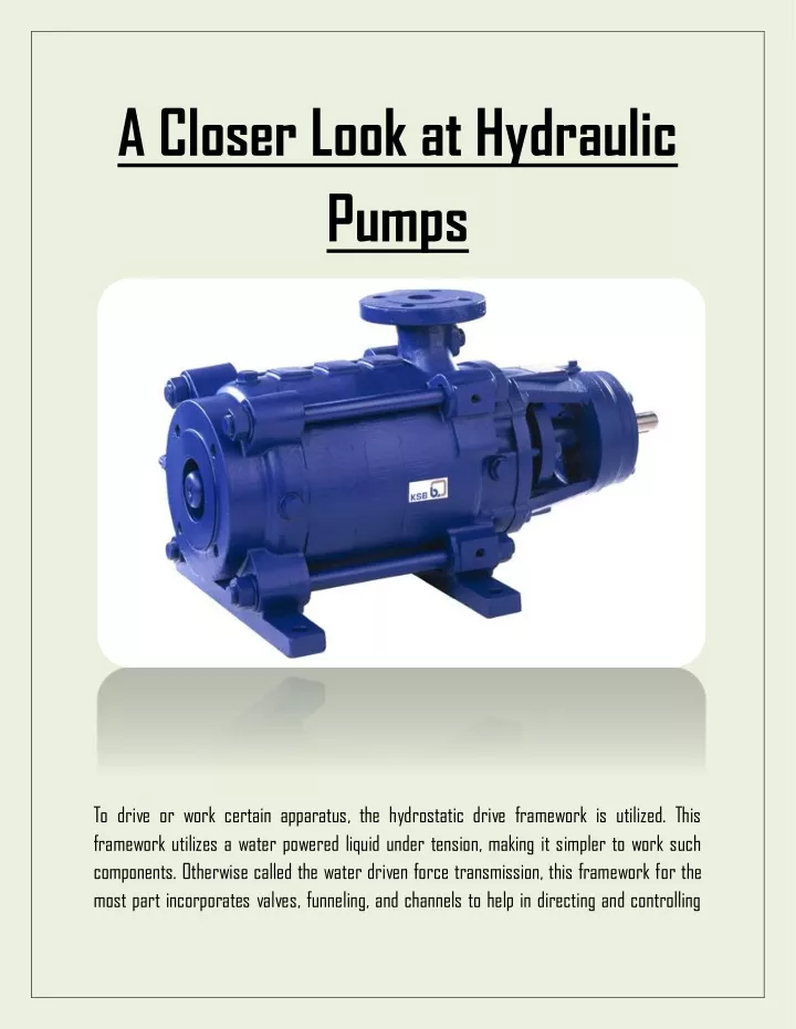 a closer look at hydraulic pumps