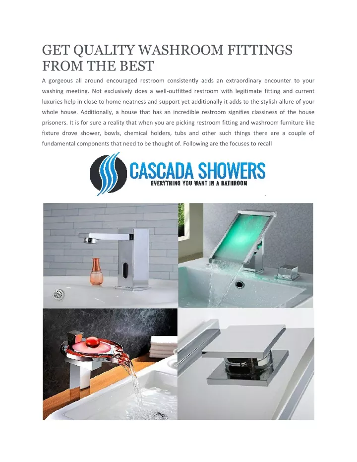get quality washroom fittings from the best