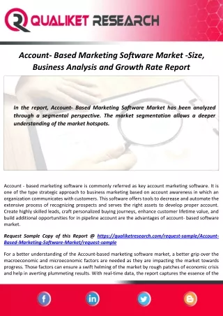 Account- Based Marketing Software Market Size, Analysis and Forecast Report