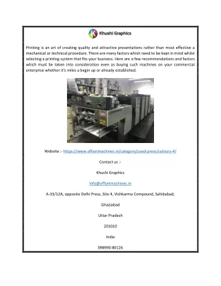 Used 4 Colour Offset Printing Machine Price In India | Offsetmachines.in