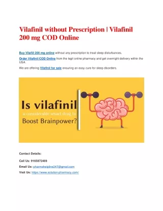 Vilafinil on SALE | Vilafinil 200 mg Cash on Delivery