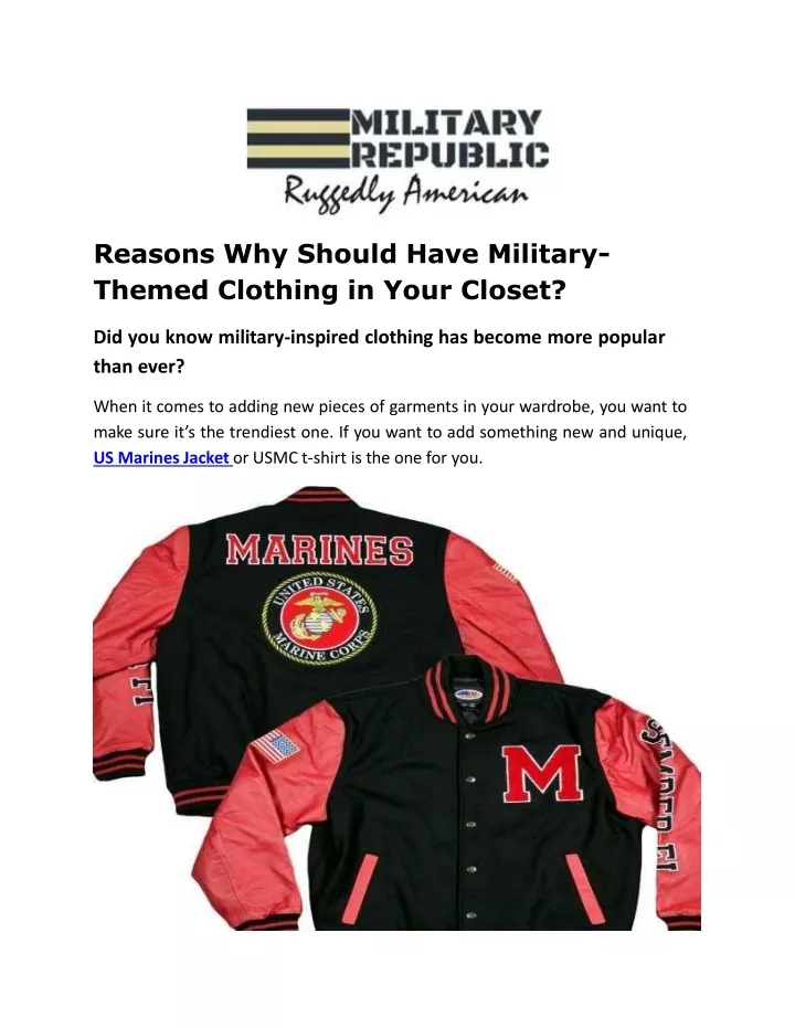 reasons why should have military themed clothing