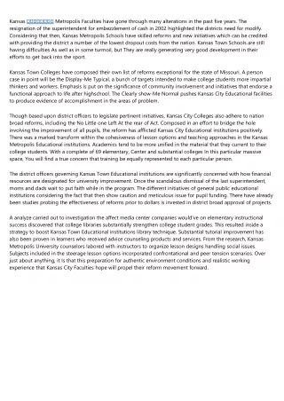 kansas metropolis faculties have gone through