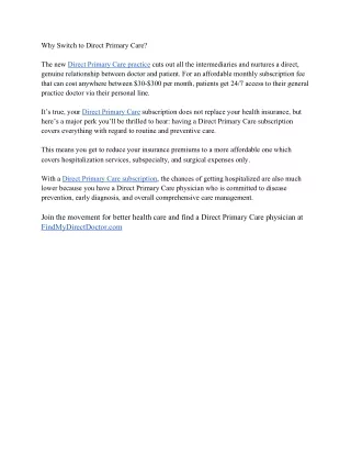 why switch to direct primary care the new direct