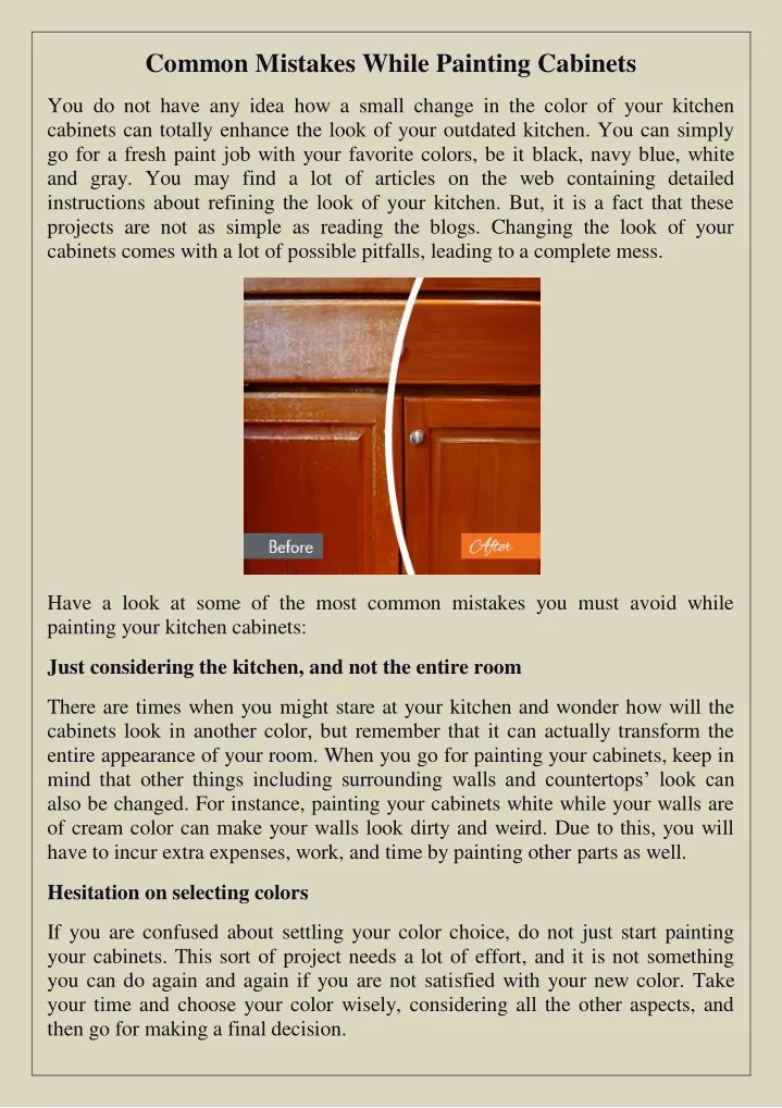common mistakes while painting cabinets