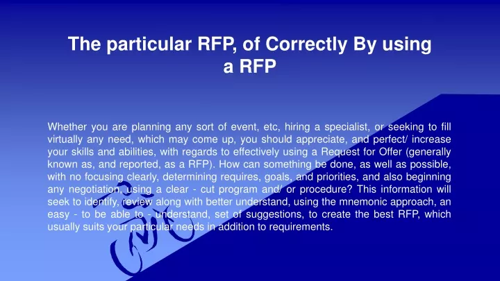 the particular rfp of correctly by using a rfp