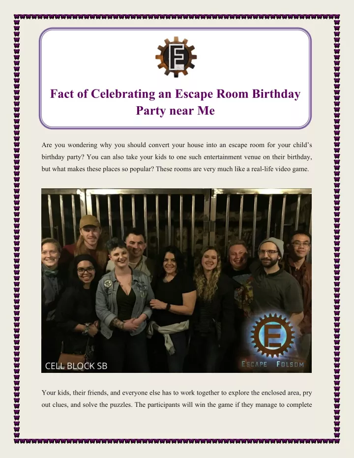 fact of celebrating an escape room birthday party