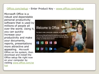 Office.com/setup - Enter Product Key - www.office.com/setup
