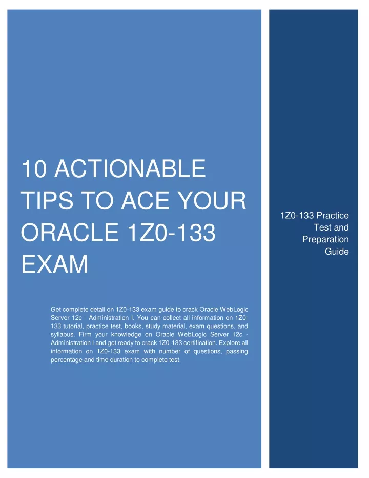10 actionable tips to ace your oracle 1z0 133 exam
