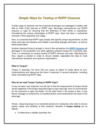 simple ways for testing of ropp closures