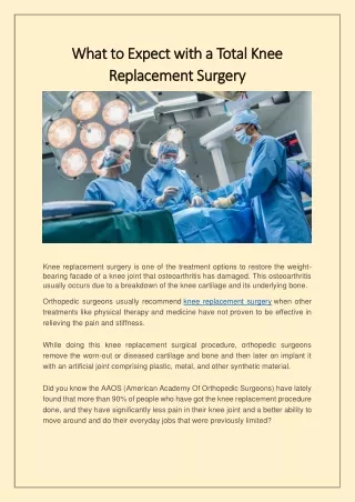 What to Expect with a Total Knee Replacement Surgery
