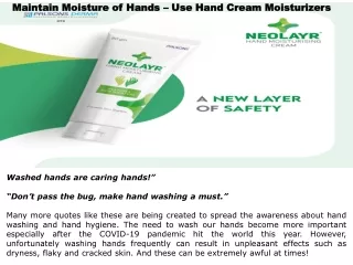 Maintain Moisture of Hands – Use Hand Cream Moisturizers