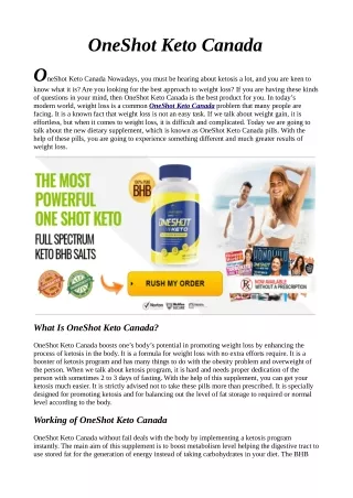 Where to Buy OneShot Keto Canada Reviews Benfits (website)!