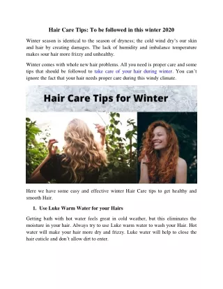 Hair Care Tips: To be followed in this winter 2020