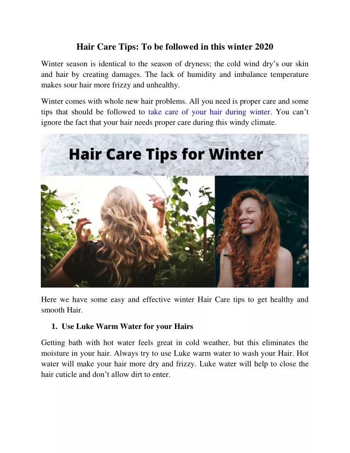 hair care tips to be followed in this winter 2020