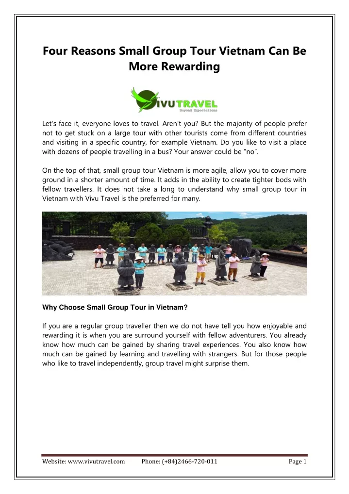 four reasons small group tour vietnam can be more