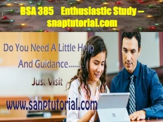BSA 385  Enthusiastic Study -- snaptutorial.com