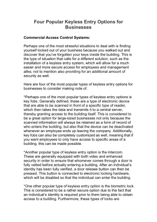 four popular keyless entry options for businesses
