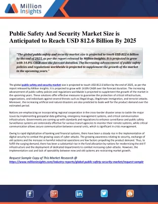 Public Safety And Security Market Size is Anticipated to Reach USD 812.6 Billion By 2025