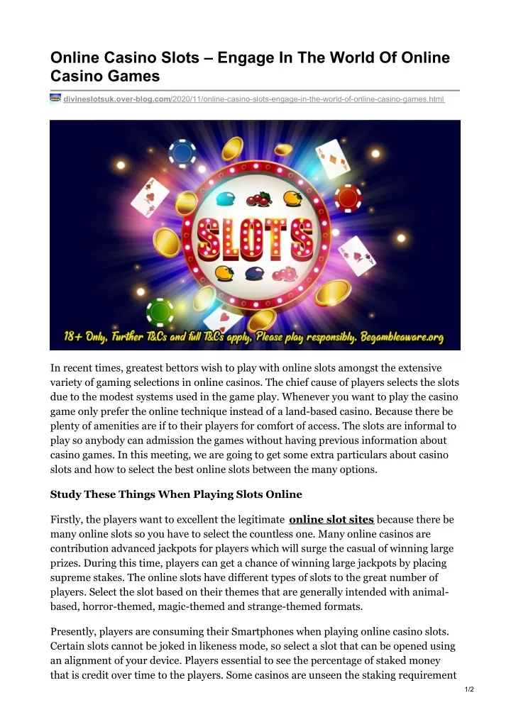 online casino slots engage in the world of online