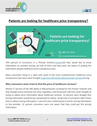 patients are looking for healthcare price