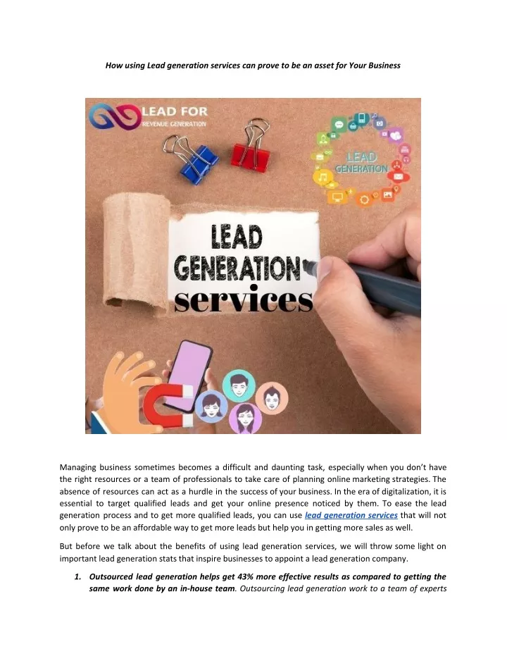how using lead generation services can prove