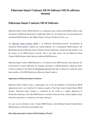 ethereum smart contract mlm software mlm software