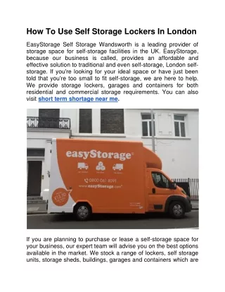 easyStorage Self Storage Wandsworth