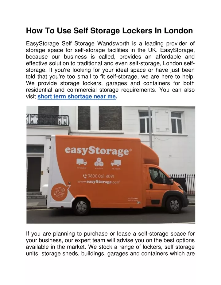 how to use self storage lockers in london