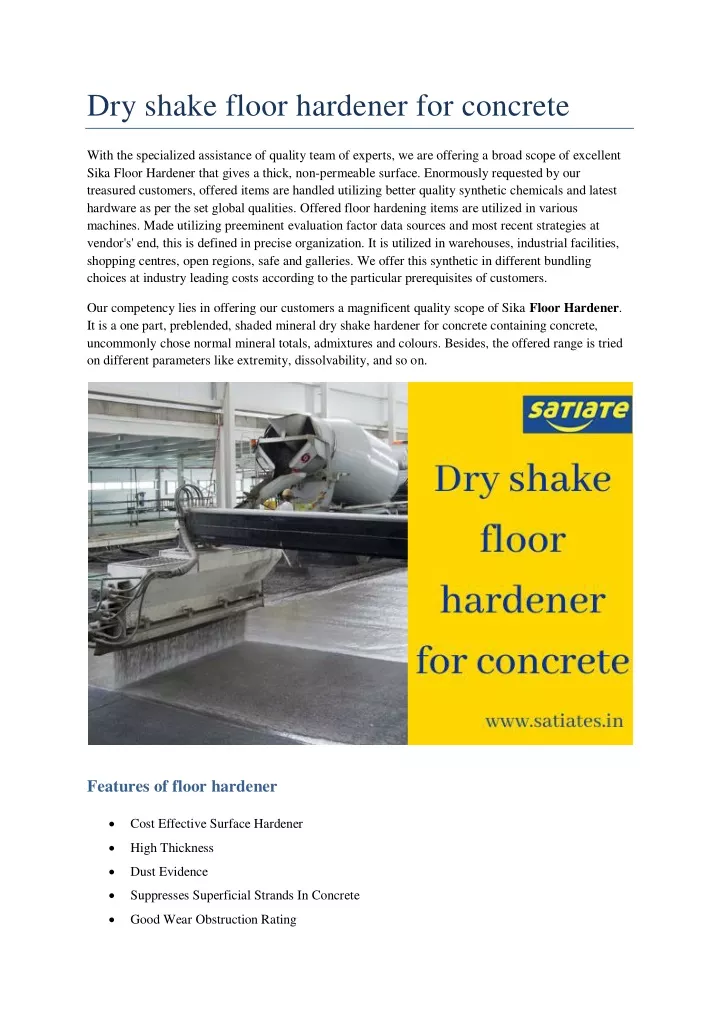 dry shake floor hardener for concrete