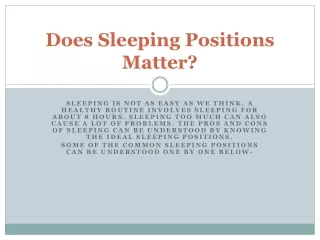does sleeping positions matter