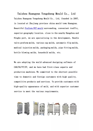 Taizhou Huangyan Yongsheng Mould co.,ltd