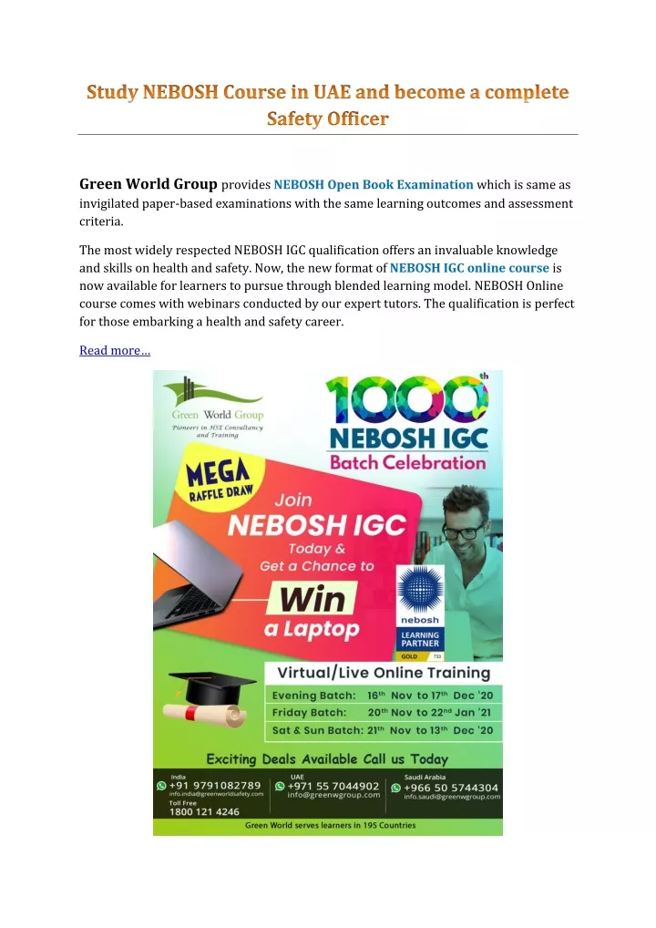 green world group provides nebosh open book