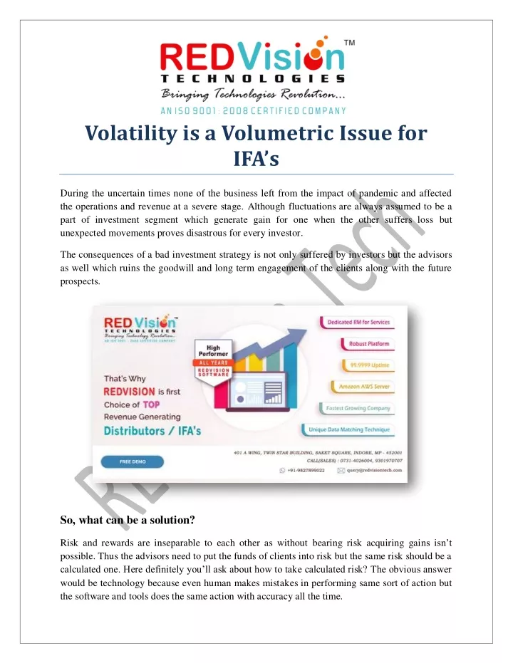 volatility is a volumetric issue for ifa s