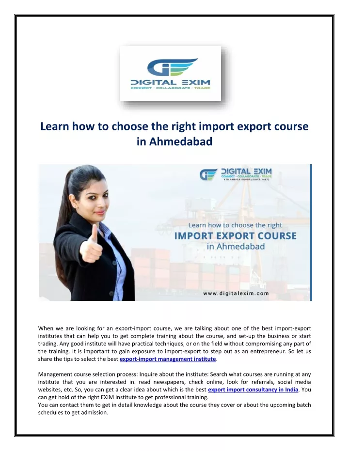learn how to choose the right import export