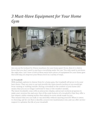 3 Must-Have Equipment for Your Home Gym