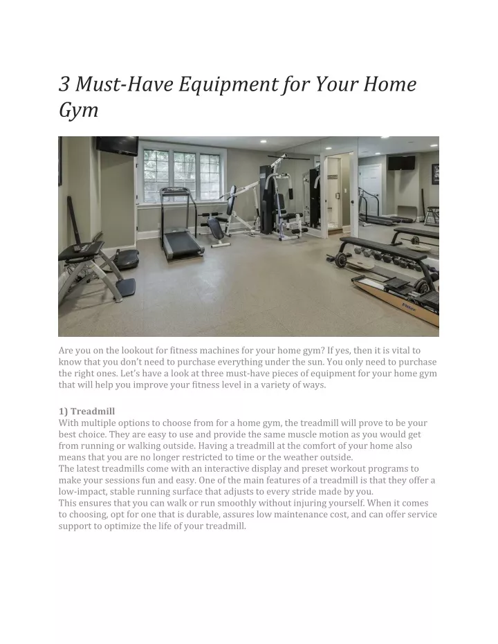 3 must have equipment for your home gym