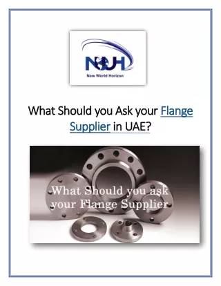 What Should you Ask your Flanges Suppliers in UAE?
