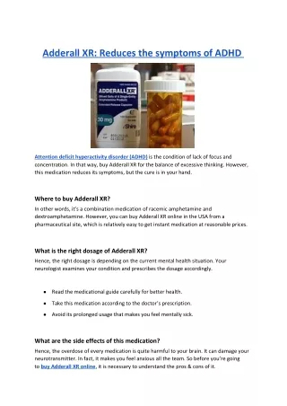 adderall xr reduces the symptoms of adhd