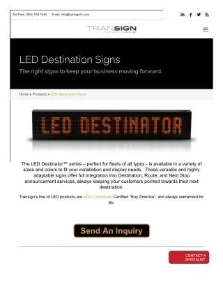 LED Bus Destination Displays | LED Display Signs -Transign